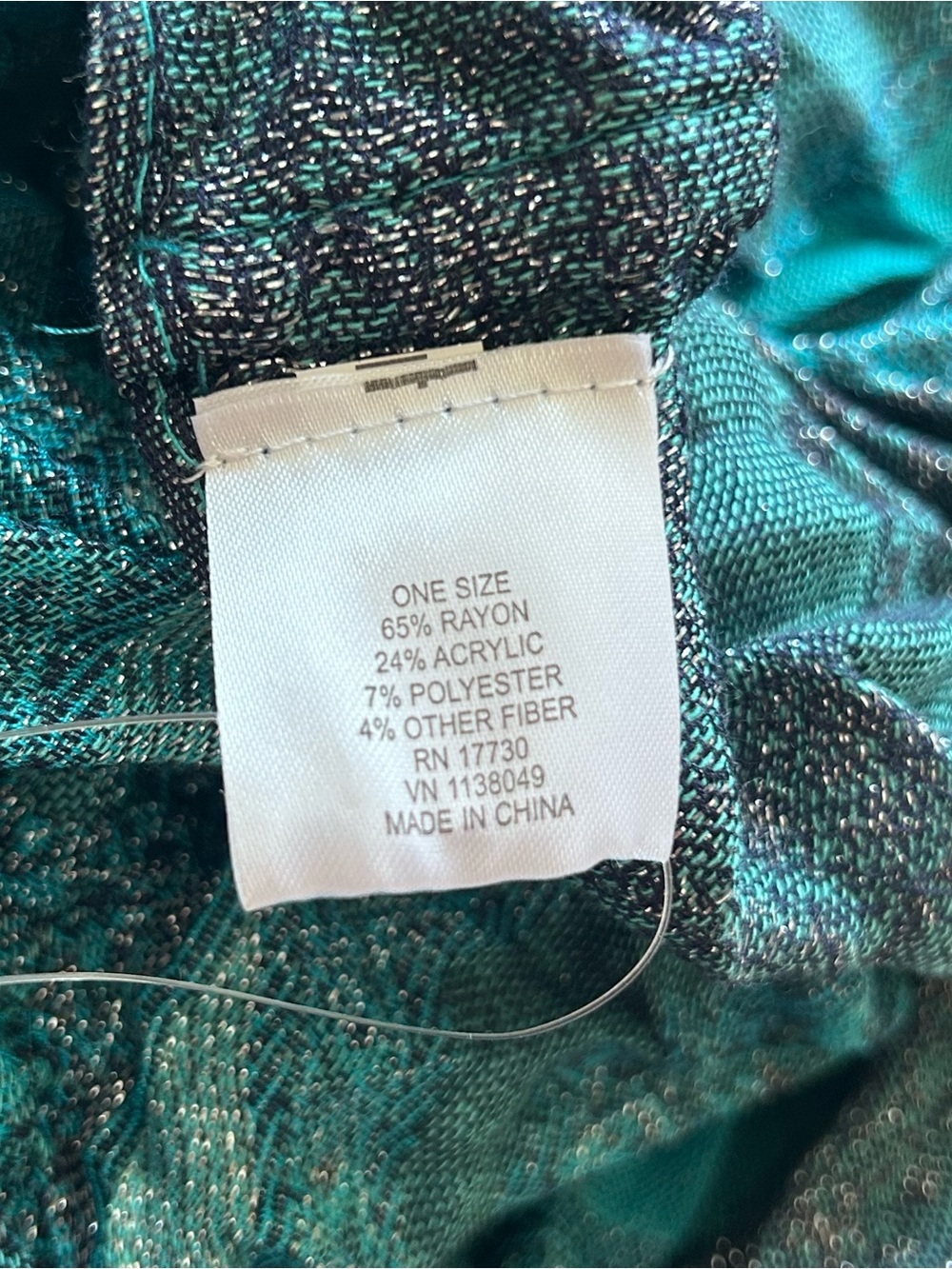 Merona NWT Teal Turquoise Metallic Shimmer Infinity Loop Scarf Teal Silver OS - Picture 7 of 7